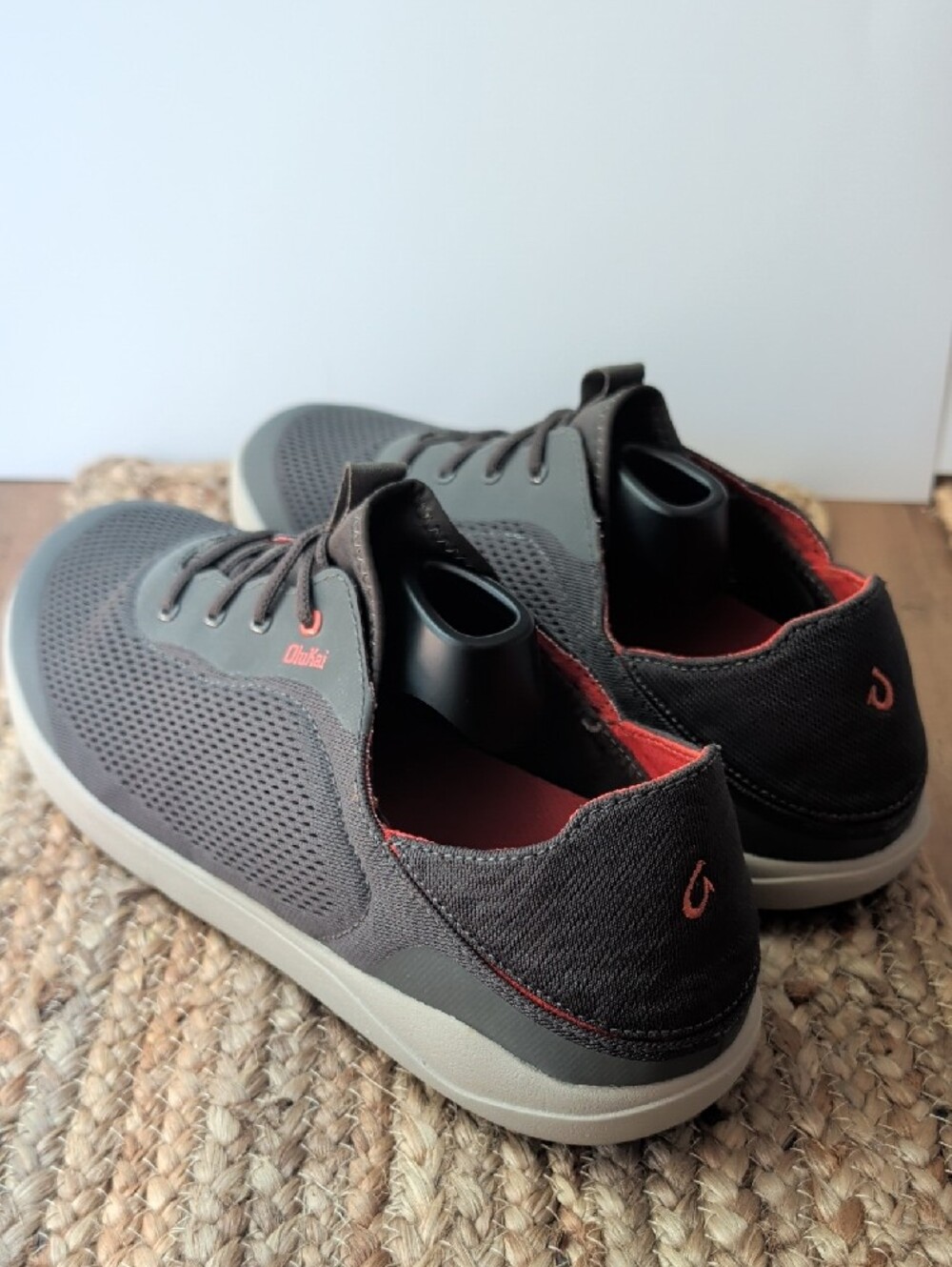 OluKai Men's Gray Mesh Moku Pa'e Sneakers with Orange - Picture 7 of 11
